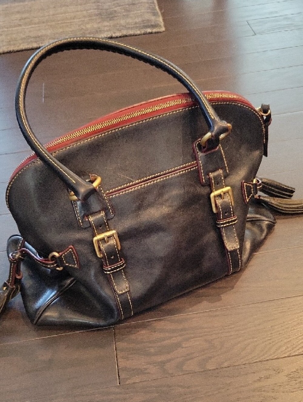 Dooney & Bourke Navy Leather Florentine Shoulder Bag - Picture 4 of 9
